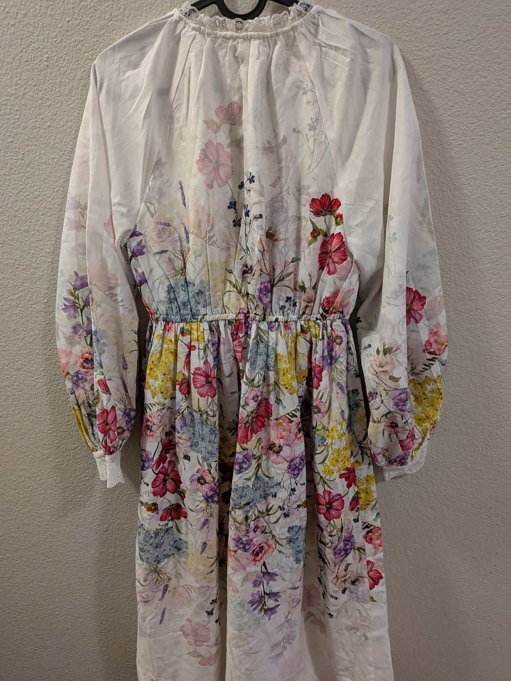 LetMeBe by Anthropolgie XS White Floral V-Neck Button Lace Trim Midi Dress - Picture 2 of 16